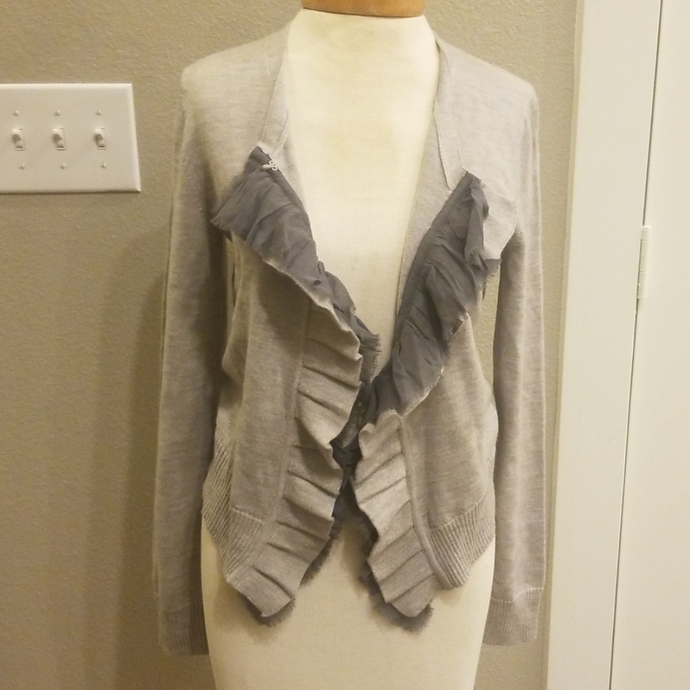 Banana Republic Gray Knit with Ruffles